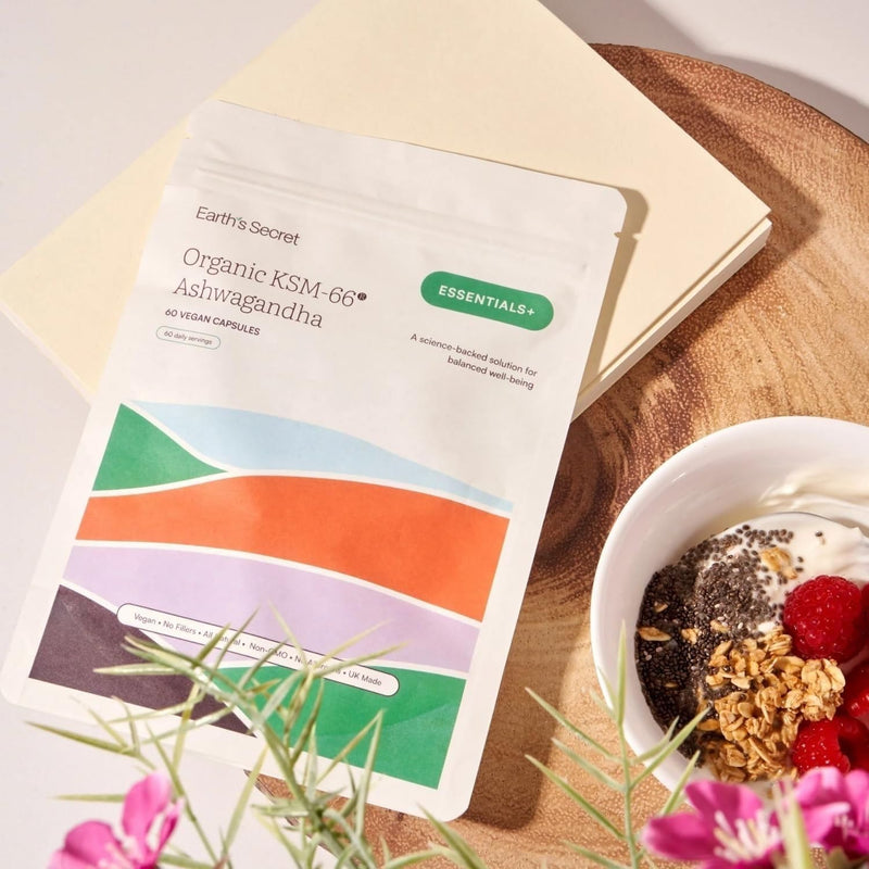 Earth's Secret KSM-66® Ashwagandha Capsules 300mg - Full-Spectrum Root Extract - Supports Calm, Emotional Balance, Mental Focus, Restful Sleep - Made in UK - 2 Month Supply - 60 Vegan Capsules