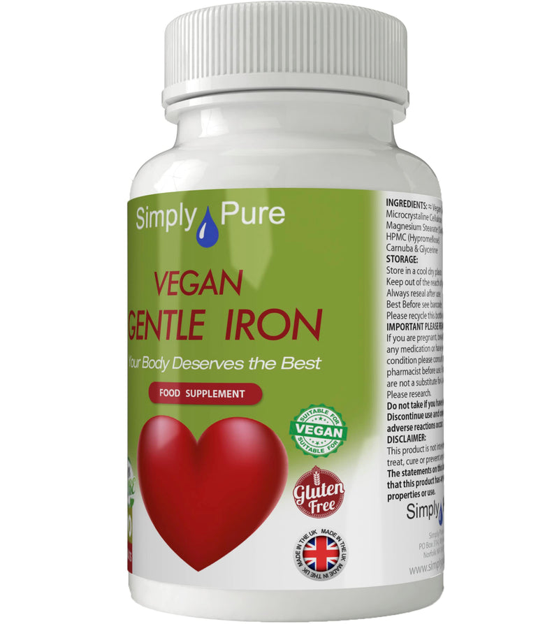 Gentle Iron | Ferrous Bisglycinate 14mg Tablets x 90 | Easily Absorbed & Gentle on the Stomach | Gluten Free | GM Free | Vegan