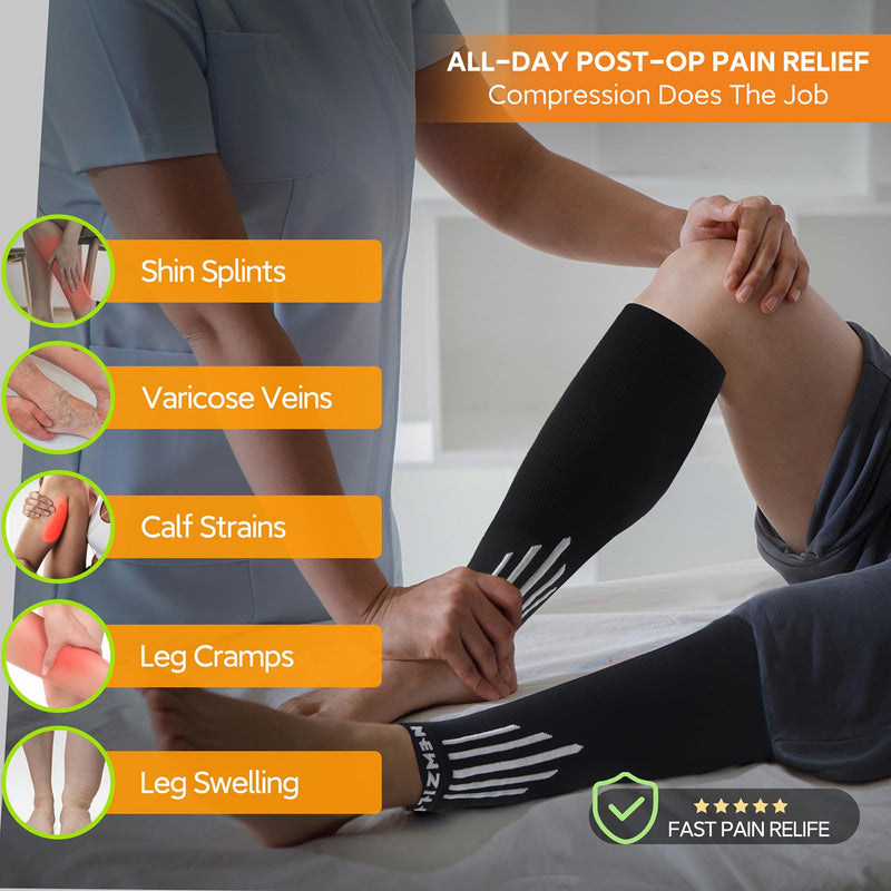 NEWZILL Compression Calf Sleeves (20-30mmHg) for Men & Women Perfect Option to Compression Socks for Running Travel Nursing [3-pairs] White/Pink/Green L/XL (see Size Chart)