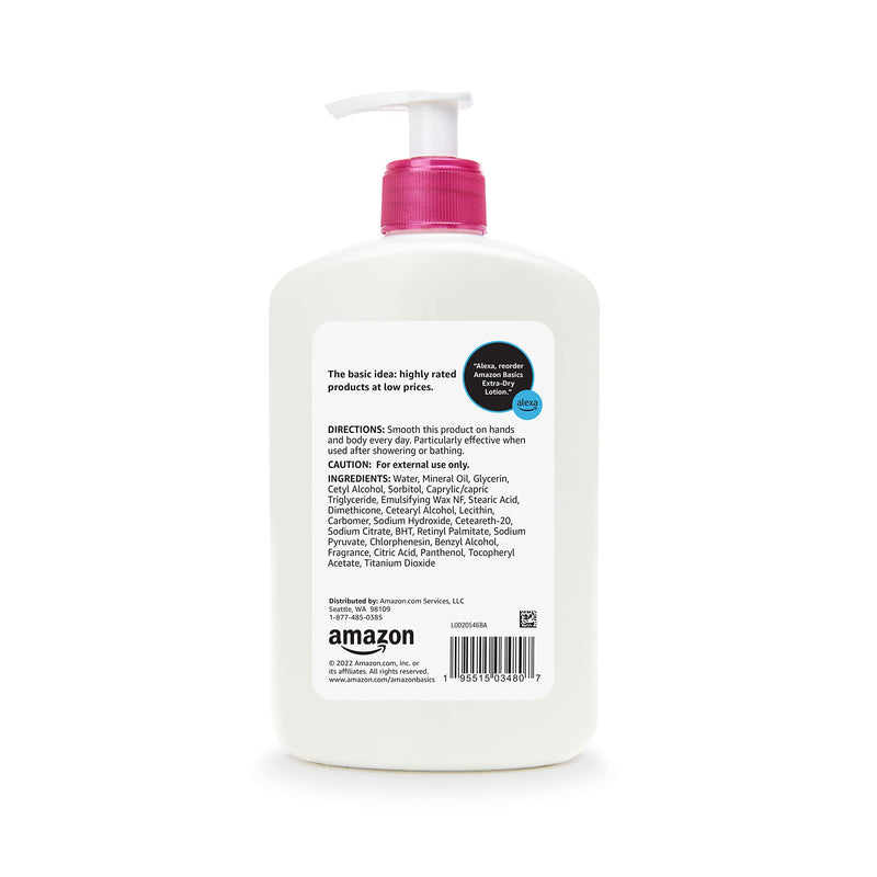 Amazon Basics Body Lotion For Dry Skin with Vitamins B5 & E, Clean Scent, 16 fl oz (Previously Solimo) 16 Fl Oz (Pack of 1)