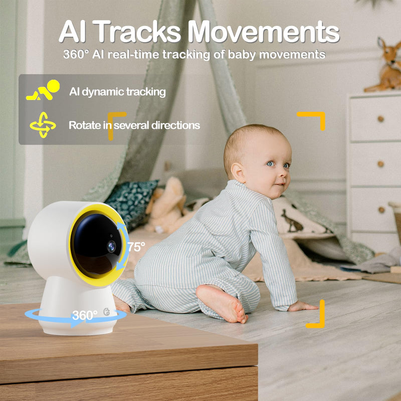 [Australia] - Ellie Baby Monitor No WiFi, Baby Monitor with Camera and Audio, 5" IPS 1080P with Wall Mount, 6000mAh Battery, 1000ft Range, Smart Monitoring 24hrs Playback, AI Cry Detection & Sleep Tracking 