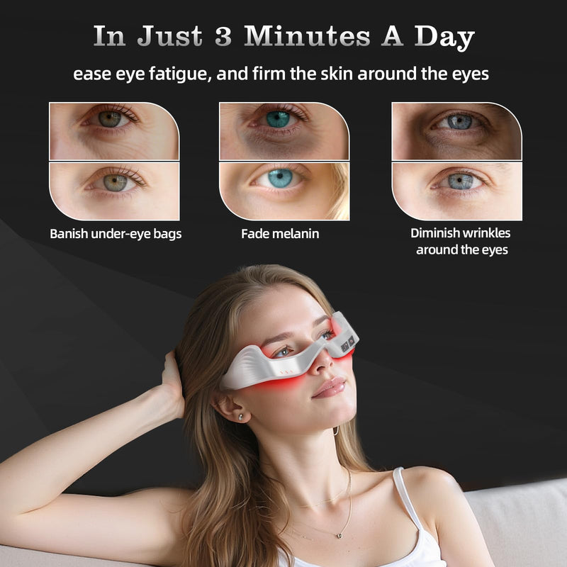 [Australia] - Under Eye Red Light Therapy Device, facial red light therapy for reducing dark circles and puffiness, smoothing fine lines, eye massager with glasses strap 