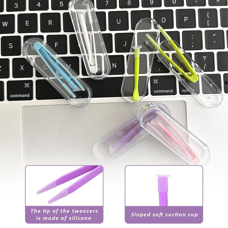 [Australia] - Pack of 5 contact lens tweezers, contact lens tweezers, plastic contact lens remover, contact lens removal, contact lens insertion aid, contact lens aid, for travel, household 