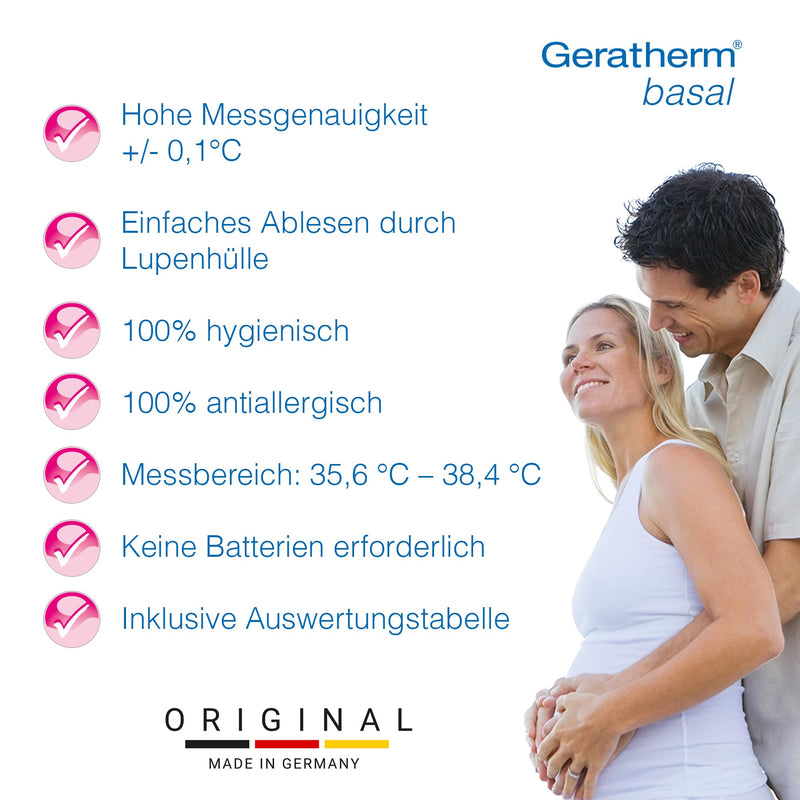 [Australia] - GERATHERM basal analog – basal thermometer analog/basal thermometer for cycle control incl. evaluation table/basal thermometer desire to have children – Made in Germany 