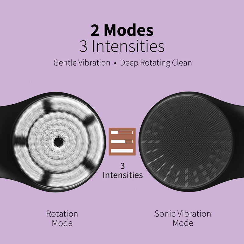 [Australia] - Premium Facial Cleansing Brush,Waterproof Face Scrubber,Spin & Sonic Modes with 3 Intensities,Magnetic 3-Head System for Deep Pore Cleaning, Gentle Exfoliation & Sensitive Skin Care - for Women & Men Black 