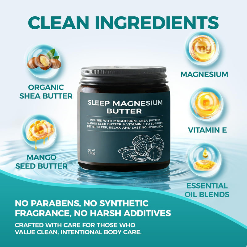 Magnesium Butter for Sleep, Deep Winter Nighttime Magnesium Body Cream with with Shea & Mango Seed Butter, Magnesium, Vitamin E and Natural Essential Oils for Relaxation(1 PC) 1 Pc