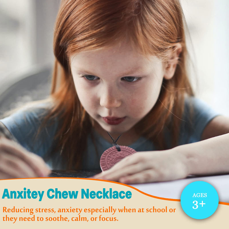 [Australia] - Chew Necklaces for Sensory Kids, 2 Pack Silicone Chewy Necklace Sensory Toys for Boys and Girls with Chewing, Autism, ADHD, SPD, Oral Motor Anxiety Pendant for Adults Black&Brown 