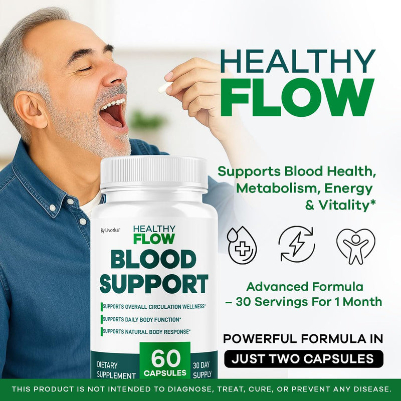 (5 Pack) Healthy Flow Blood Support - HealthyFlow Support Supplement Capsules Daily Premium Advanced Formula Pills - Maximum Strength, Vitamins for Overall Health & Wellness, 300 Capsules for 5 Months