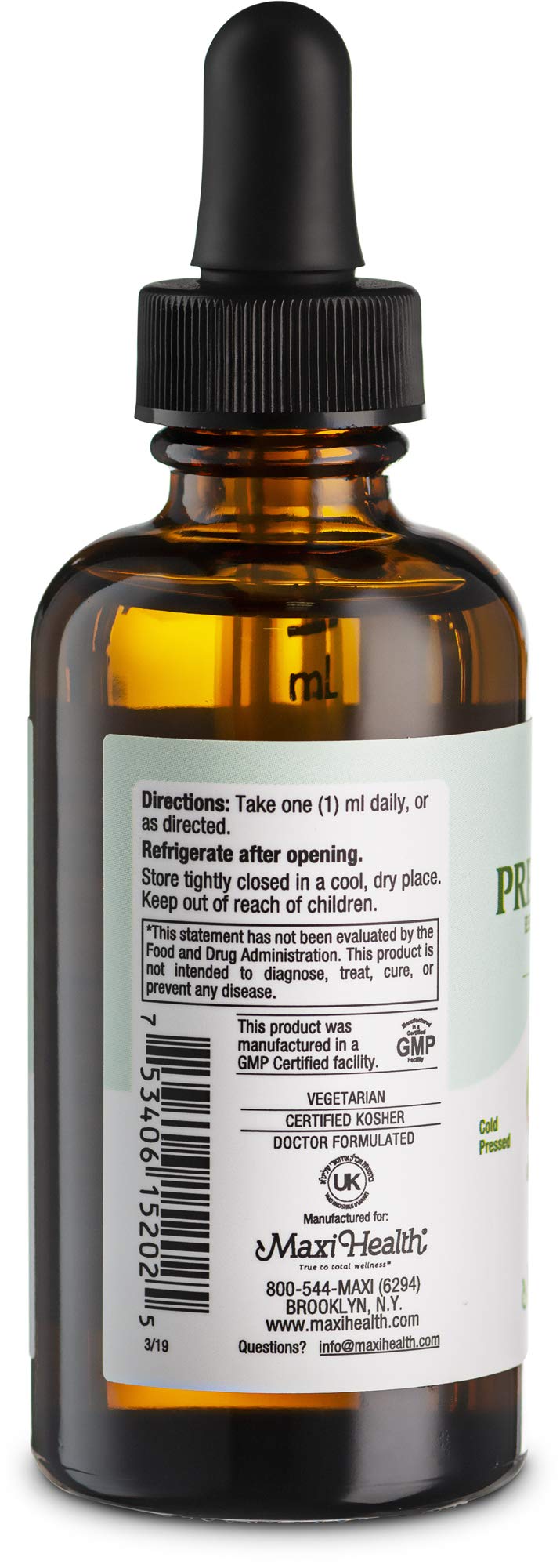 Maxi Health Premium Liquid EFA Supplement – Essential Fatty Acid Blend with Extra Virgin Olive Oil Cold Pressed, Vitamin E, & Other Oils for Skin, Hair, & Immune Support – Kosher, Vegetarian 2 Fl Oz
