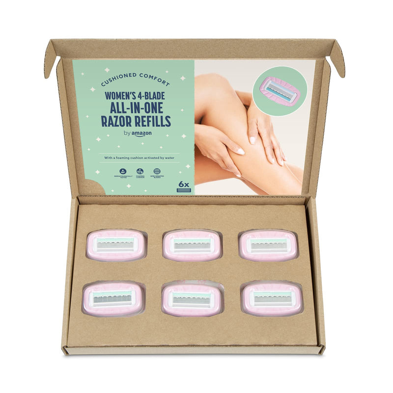 [Australia] - by Amazon for Women All-in-One 4 Blade Razor Refill Pack of 6 6 Refills 
