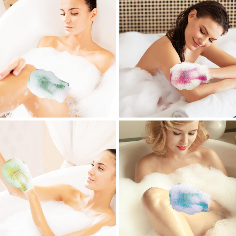 [Australia] - WLLHYF Korean Exfoliating Gloves 12 Pack Body Exfoliating Glove Colorful Reusable Bath Washcloth Italy Towel for Deep Cleansing Dead Dry Skin Cells Multicolor B 