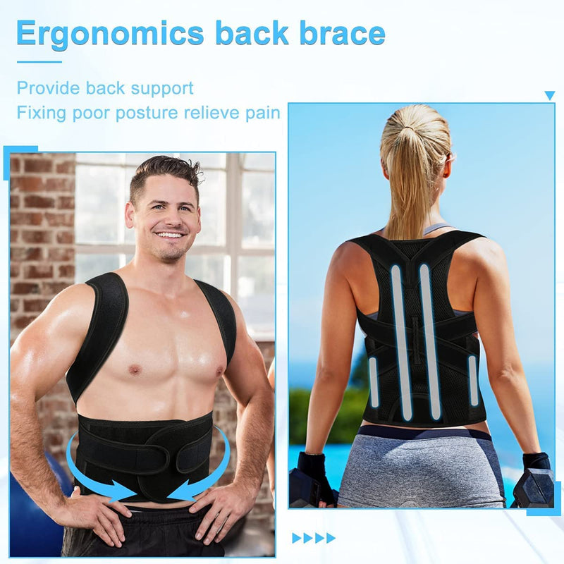 [Australia] - Back Support Belts Posture Corrector Back Brace Improves Posture and Provides For Lower and Upper Back Pain Men and Women (L) Large (Pack of 1) 