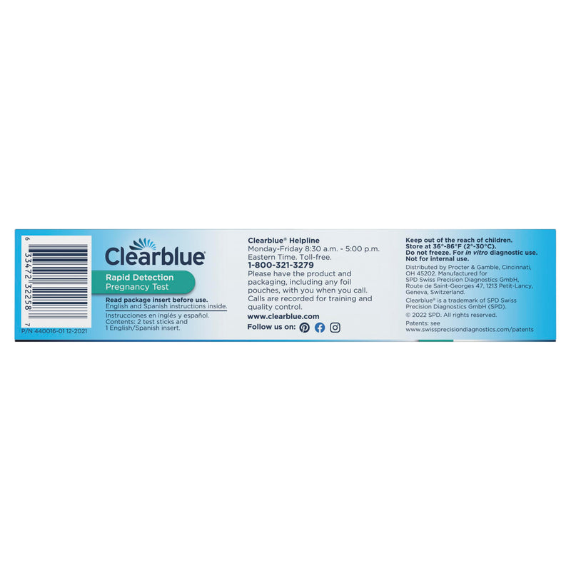Clearblue Rapid Detection Pregnancy Test, Home Pregnancy Kit, 2 Count Rapid 2 2 Count (Pack of 1)