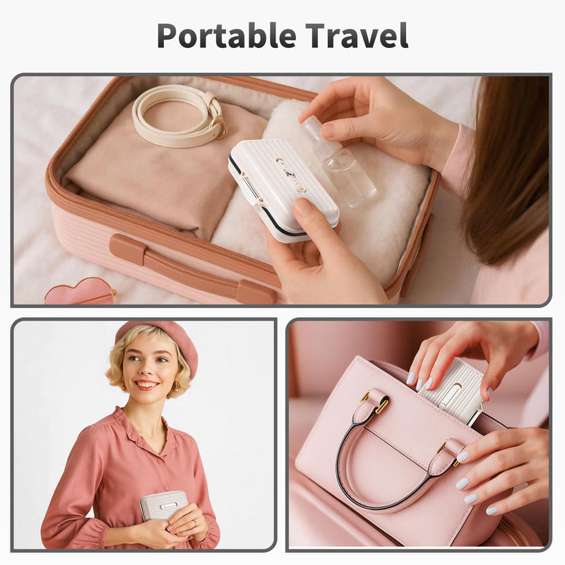 Daviky Portable Pill Organizer, Compact Travel Pill Box with Compartments | Divided compartments keep pills and vitamins organized, with a compact design for travel, work and everyday use White