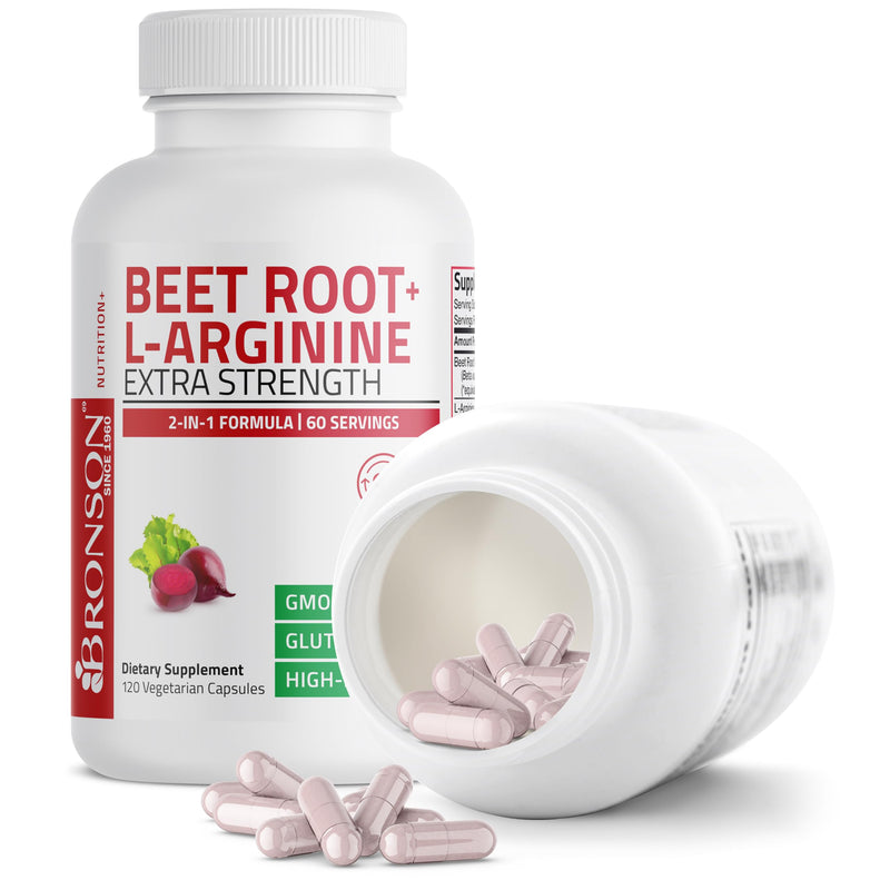 [Australia] - Bronson Beet Root + L-Arginine 2000 MG Nitric Oxide Production- Non-GMO, 120 Vegetarian Capsules 120 Count (Pack of 1) 