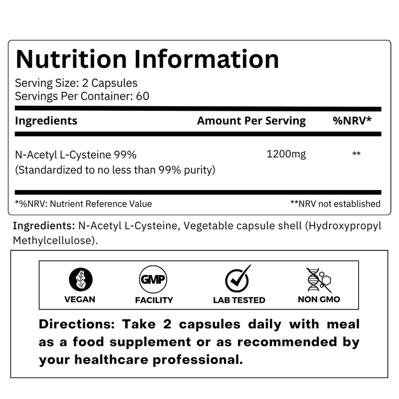 FOLIUS LABS Clean Label N-Acetyl L-Cysteine (NAC) 600mg Supplement – 120 Veg Capsules 120 Caps