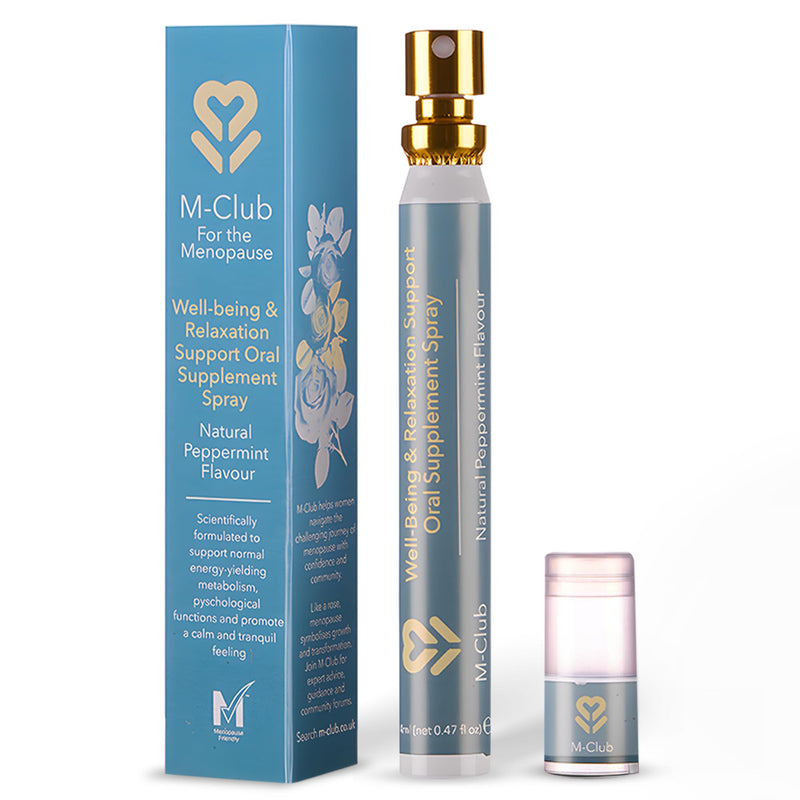 Wellbeing & Relaxation Oral Supplement Spray 14ml – Fast-Absorbing B Vitamins & Magnesium, Menopause, Energy & Mood – Vegan, Non-GMO, No Additives, Peppermint Flavour - 30-Day Supply