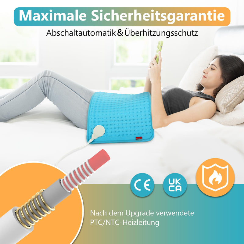 [Australia] - Comfytemp 9 heat levels heating pad with 1-9 hour automatic switch-off, 31 x 61cm heat pad with 2 Velcro straps, portable heat for back, shoulder, leg, arm, washable electric blanket with 2.7 m cable 61x31cm 