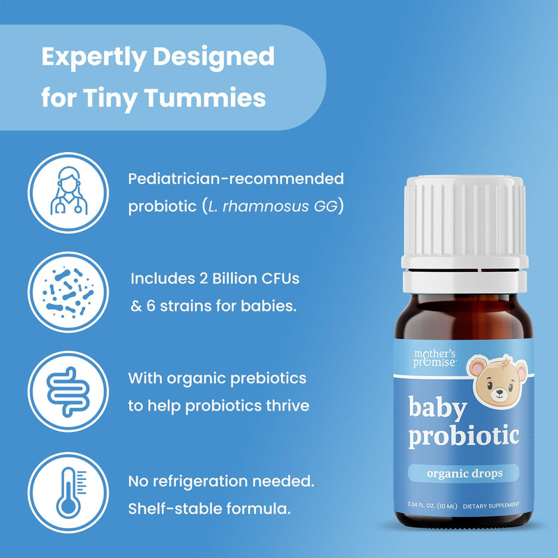 [Australia] - USDA Organic Baby Probiotic Drops for Infants | Helps with Colic, Reflux, Gas & Constipation Relief | Digestion & Immune Support for Newborns + | Ages 0-24 Months, Liquid Probiotics for Babies 