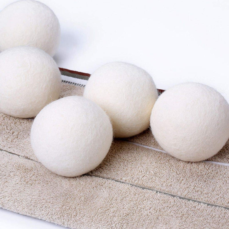 Wool Dryer Balls 6 Pack XL, 3" Genuine New Zealand Wool to Core, 100% Organic Fabric Softener Alternative, Baby Safe & Chemical Free, Reduce Wrinkles & Shorten Drying Time by LEVIBASIC (White-6pcs) White-6pcs