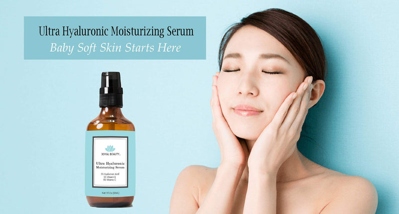 Ultra Hyaluronic Acid Serum for Face Skin 170 kDa with Vitamin C E Jojoba Oil by Joyal Beauty. Best Anti Aging Moisturizing Skin Serum For Supple Younger Look.