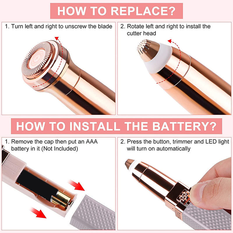 [Australia] - Hair Removal for Women, 2 In1 Eyebrow Epilator Eyebrow Trimmer Body Hair Groomers Electric Hair Remover for Eye Brows Hair Removal Lip Hair Shaver Hair Removal Device 