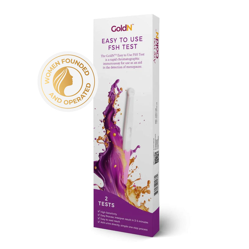 GoldN™ Easy to Use FSH Test for Women – Menopause & Fertility Hormone Urine Kit | Fast & Accurate Results in 5 Minutes | FDA-Compliant, Discreet, Stress-Free At-Home Strips | 2 Tests
