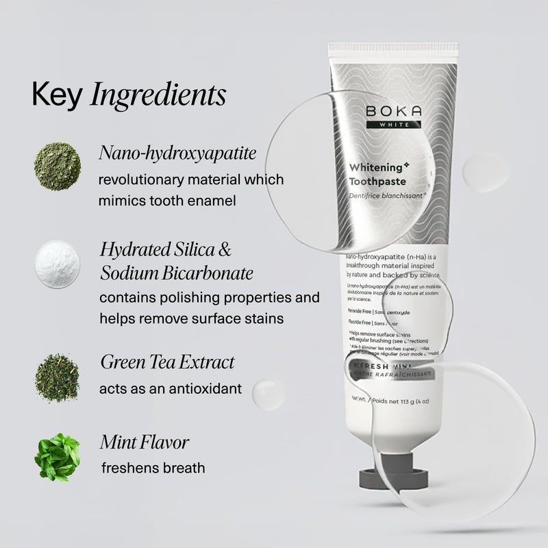 Boka Toothpaste - Fluoride Free Toothpaste, Nano Hydroxyapatite Toothpaste | Appropriate for Sensitive Teeth - Adult Oral Care - Whitening - 4 Oz, 3PK
