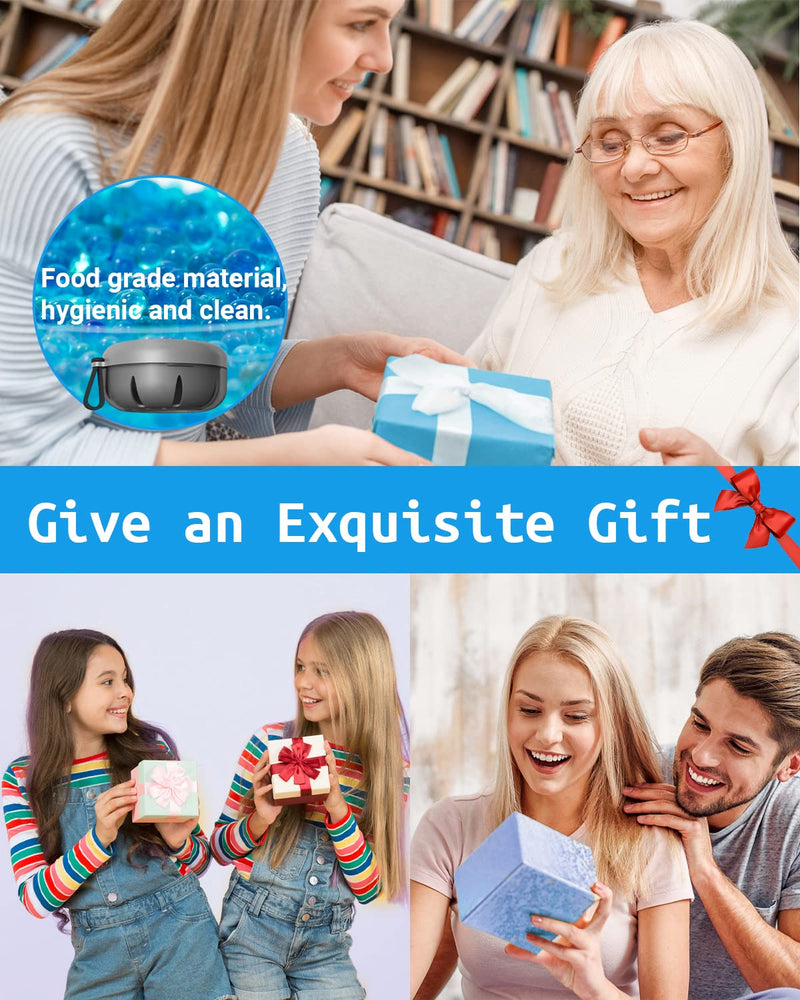 [Australia] - Denture Bath Case, Denture Cup, Leak Proof Portable Retainer Case, Denture Cleaning Kit with Cleaner Brush, Denture Box with Strainer & Mirror, Denture Case for Aligner Retainer Mouth Guard (Gray) Elegant Gray 