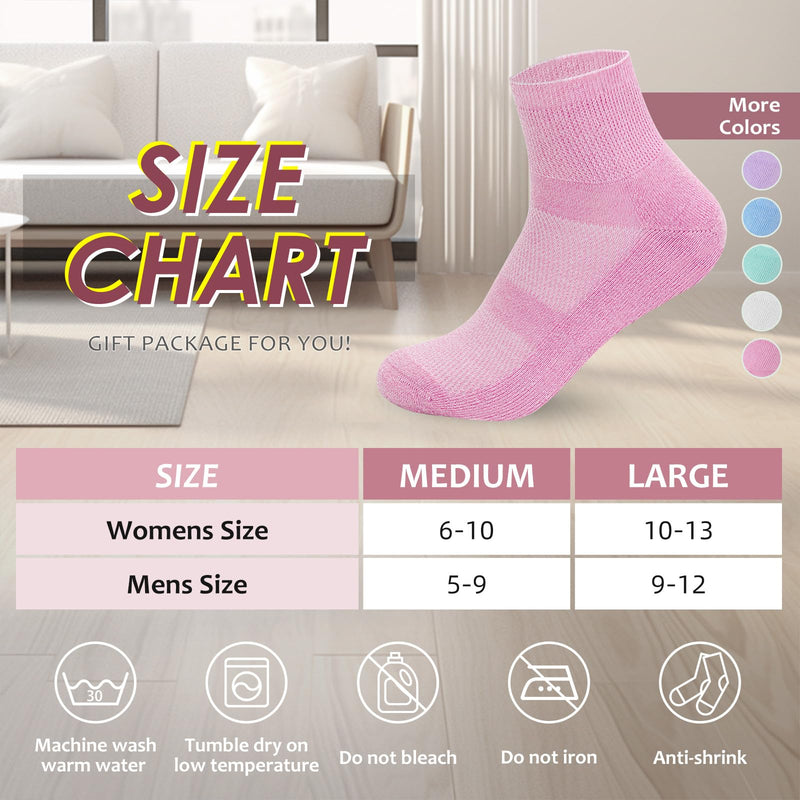 [Australia] - Diabetic Socks for Men Women,5 Pairs Bamboo Diabetic Ankle Socks for Women,Non-Binding Diabetic Socks Purple/Skyblue/White/Turquoise/Pink Large 