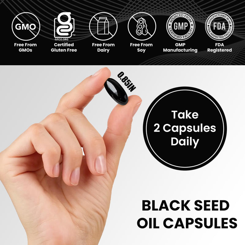 [Australia] - Pure Organic Cold-Pressed Black Seed Oil Capsules - Vegan Non-GMO Pure Nigella Sativa Black Cumin Seed Oil for Beauty Immunity & Overall Wellness Support - Thymoquinone-Rich 1000mg Serving (60 Day) 