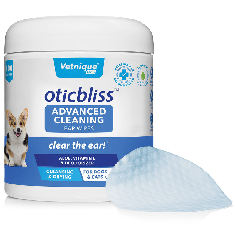 Oticbliss Medicated Ear Drops and Oticbliss Advanced Cleaning Wipes (100 Ct) Bundle Advanced Ear Cleaning Solutions with Medicated Ear Drops for Dogs Plus Dog Ear Cleaning Wipes with Aloe - PawsPlanet Australia