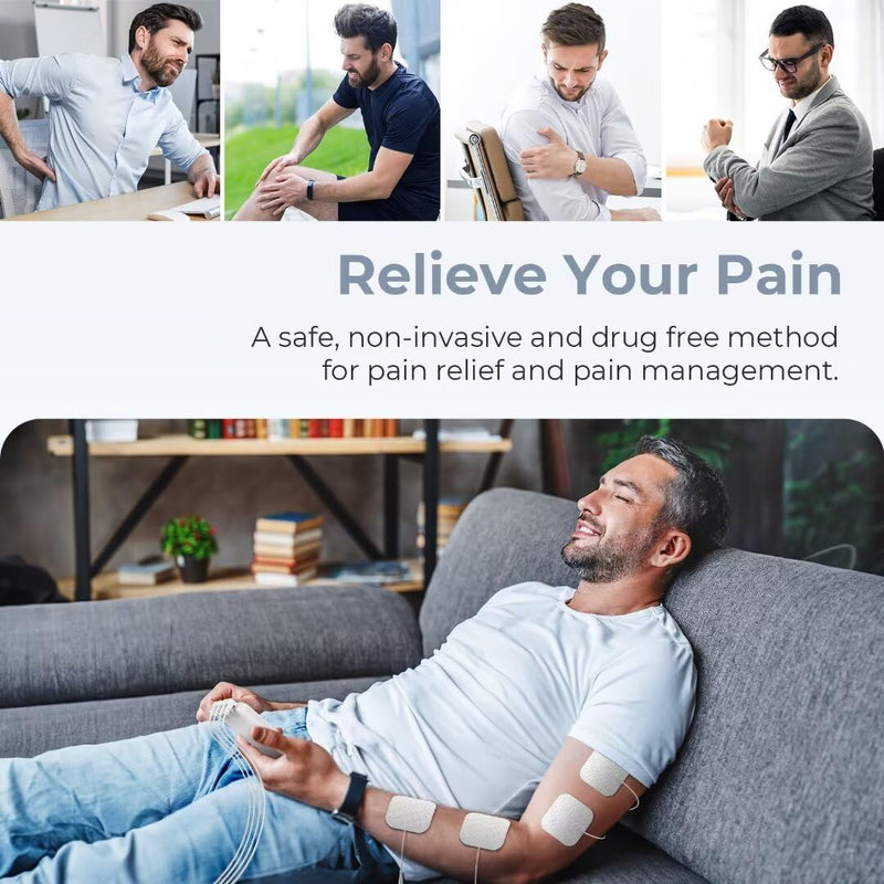 AUVON 4 Outputs TENS Unit Muscle Stimulator with 24 Modes & Intuitive Operation Design, FSA & HSA Eligible, TENS Machine with 10 TENS Pads, Electronic Pulse Massager for Back Pain Relief Therapy | TENS Machine with 10 TENS Pads, Electronic Pulse Massag...