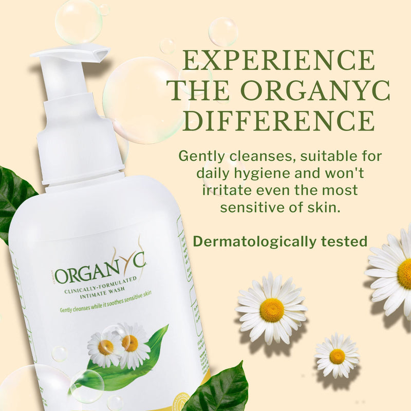 Organyc Feminine Intimate Wash for Sensitive Skin with Chamomile, Free from Chlorine, Parabens, SLS/SLES, and Synthetic Perfumes 8.5 Fluid Ounce 8.5 Fl Oz (Pack of 1)