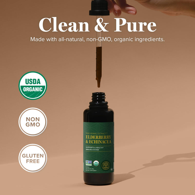 [Australia] - Global Healing Center USDA Organic Elderberry & Echinacea Liquid Supplement Tincture | Antioxidant Immune Support Against Harmful Organisms for Adults and Kids, Vegan, Non-GMO, 2-Month Supply (2 Oz) 