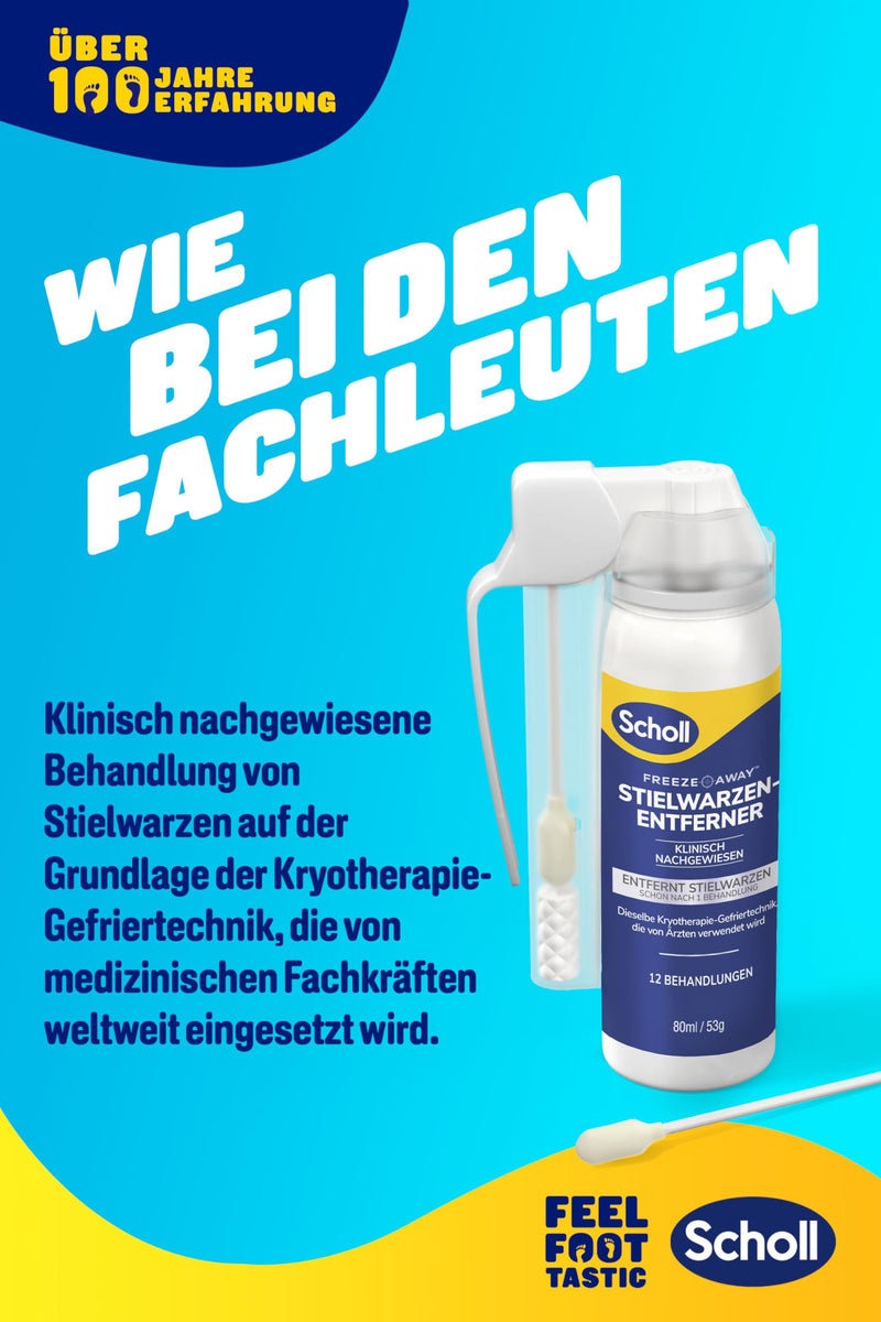 [Australia] - Scholl Freeze Away stalk wart remover set, removes skin tags in 1 treatment, stalk wart removal on neck, chest, armpit, back and groin, clinically proven, 12 treatments 