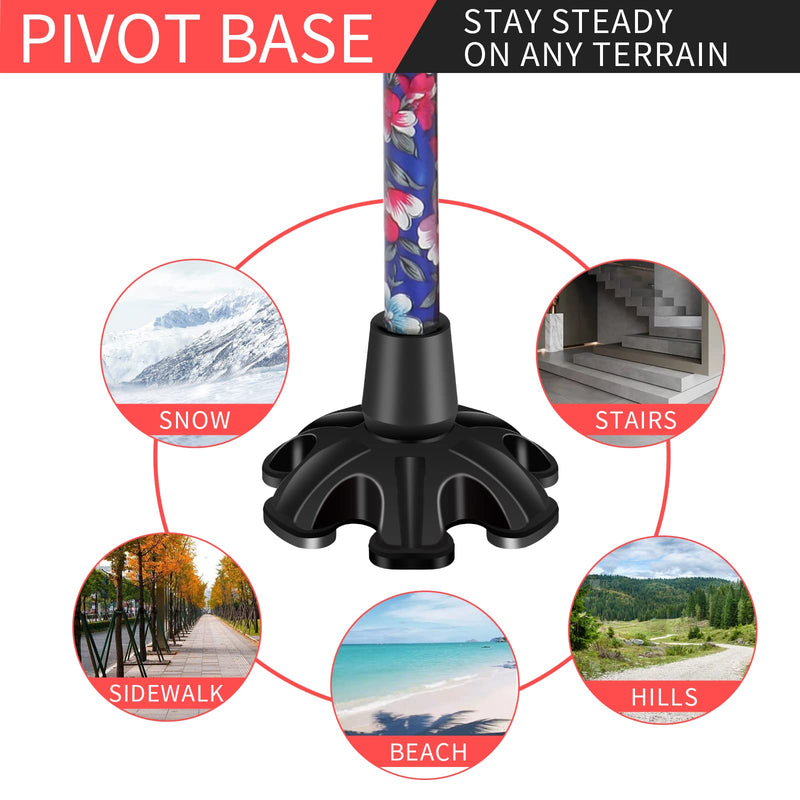 [Australia] - Walking Cane LIXIANG Cane for Man/Woman | Mobility & Daily Living Aids | 5-Level Height Adjustable Walking Stick | Comfortable Plastic T-Handle Portable Walking Stick Folding Cane Pink Print 