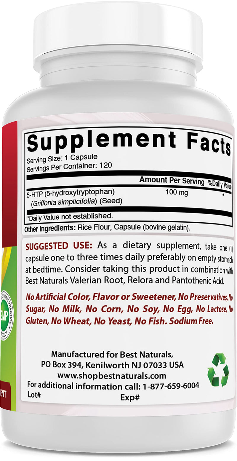 [Australia] - Best Naturals 2 Packs 5-HTP (5-hydroxytryptophan) 100 mg 120 Capsules 240 Count (Pack of 1) 