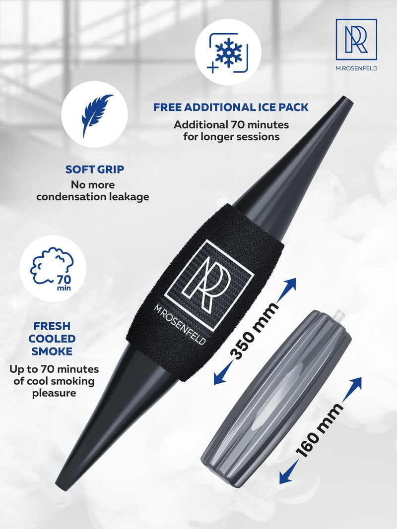 [Australia] - M. ROSENFELD Ice Bazooka Shisha Set - Shisha Mouthpiece with 2 Reinforced Ice Packs and Soft Grip Tape Improved Ice Hose Shisha Black Shisha Accessories Set Mouthpiece New Fresh Ice 