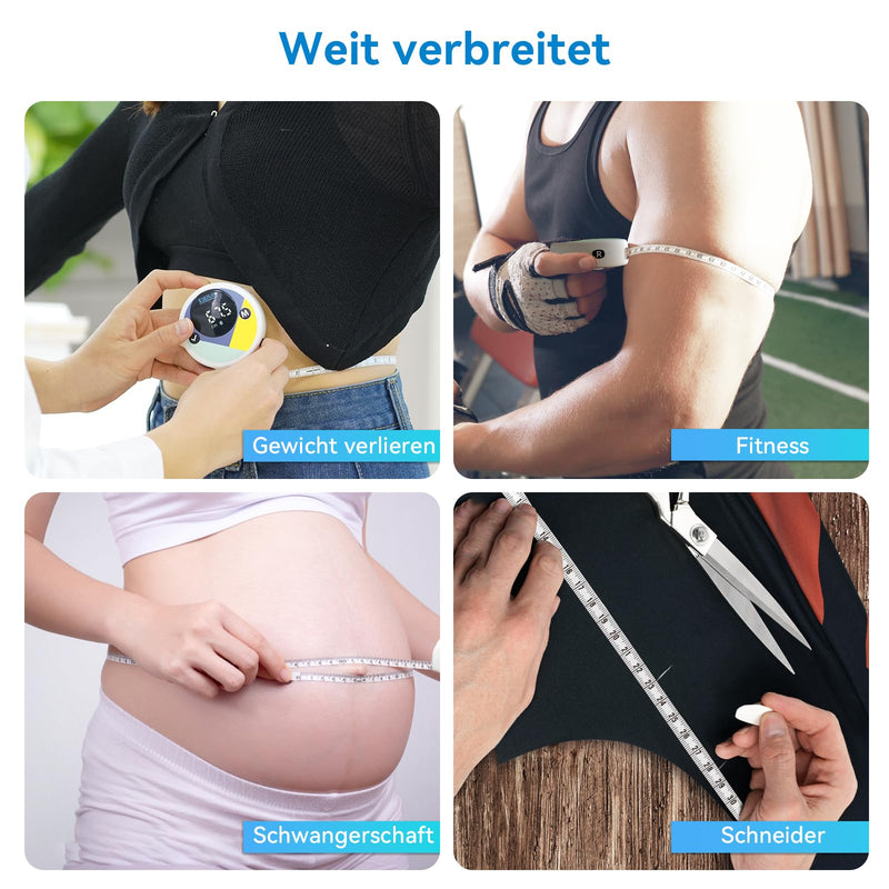 [Australia] - EJERAY Smart Body Measuring Tape, Bluetooth Body Fat Measuring Tape with App, Measuring Tape Body Measurements of Biceps, Chest, Hips, Calves, Thighs and Neck, Fitness Tape Measure, 60in/150cm 