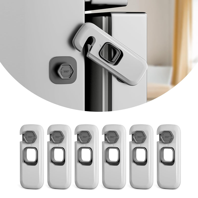 [Australia] - 6 Pack Child Proof Refrigerator Locks, Fridge Locks for Kids Safety, Freezer Door Latches with Sticky 3M Adhesives for Toddlers and Baby, Ideal for Upright Freezer, Ovens, Cabinets Door 