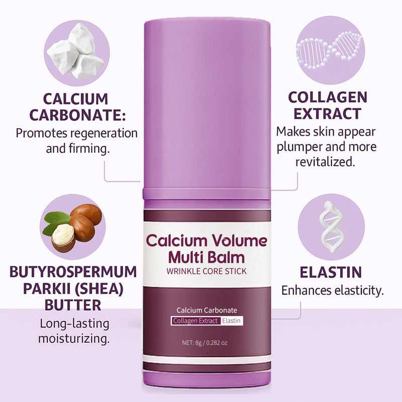 2Pcs Calcium Volume Multi Balm Stick, Korean Skin Care Moisturizing Balm with Vitamin, Almond & Vitamin E for Lip Eye Neck
