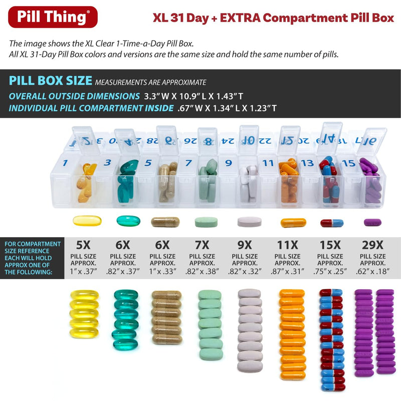 XL Twice-a-Day Monthly Pill Box Planner Set, 31 Day AM & PM Medication Organizer, 2 Vitamin Holders for One Month (XL - 31 Day AM/PM - Blue) XL - 31 Day AM/PM - Blue