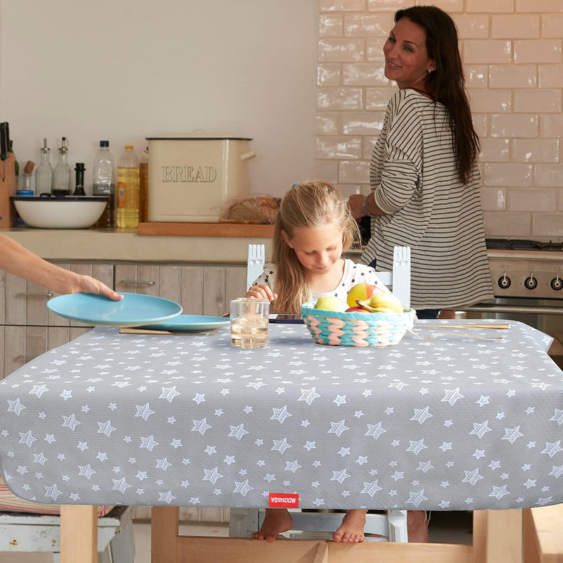 [Australia] - Splat Mat for Under High Chair, Non Slip Waterproof Mealtime Floor Mats Washable Portable Picnic Splash Mat for Baby Art/Craft/Playtime, 42X46 Inch - Grey Star 