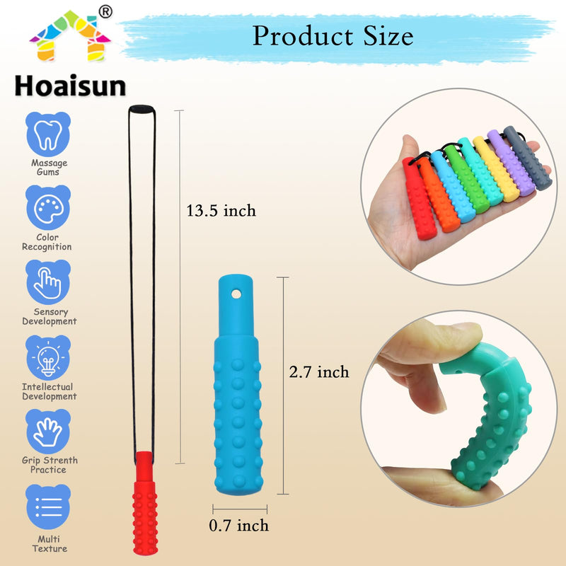 [Australia] - Sensory Chew Necklaces for Boys and Girls, 8 Pack Chew Necklace for Sensory Kids with Autism, ADHD, SPD, Biting, Silicone Oral Sensory Toys for Autism Adults Reduce Chewing Anxiety Fidget Red,Orange,Yellow,Blue,Green, Violet, Turquoise,Gray 
