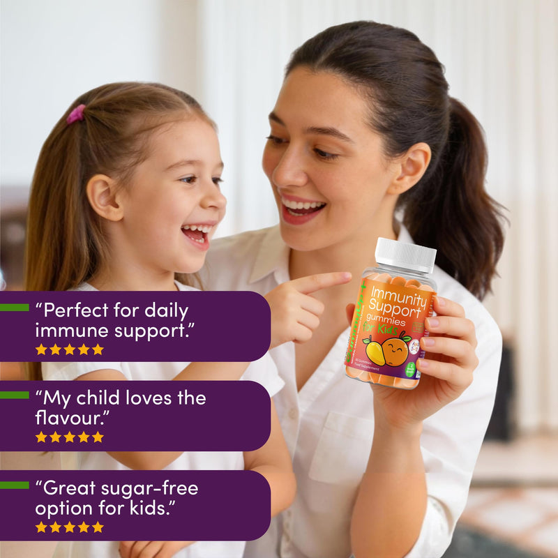 Kids 9-in-1 Immunity Gummies | Pre & Probiotics | 2-Month Supply | Ages 5–12 | Sugar-Free Vegan | Vitamin C, D3, Zinc, Elderberry | GummyUp+