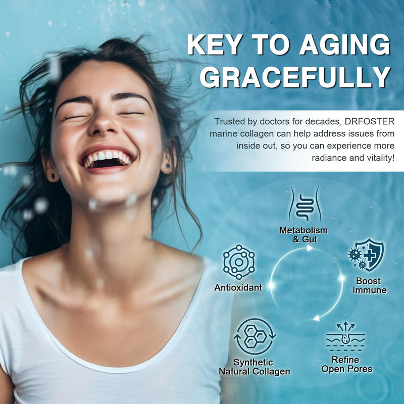 DRFOSTER Marine Collagen Peptides Powder, Multi Types I & III, 35 Servings | Wild-Caught Fish Hydrolyzed Collagen with MSM, Hyaluronic Acid and Vitamin C for Skin, Hair, Nails and Joints