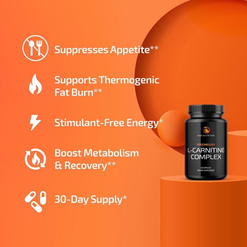L Carnitine 1100mg | Performance, Fitness, Energy & Metabolism Support Supplement for Men & Women | L-Carnitine L Tartrate Complex to Support Thermogenesis & Weight Management | Vitamin D | 60 Tablets