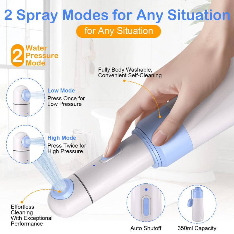[Australia] - Portable Bidet Toilet Aids Wiper Tool Set for Travel | 450mAh Battery | 350ML Bottle | IPX7 Waterproof | USB-C Charging | Compact & High-Powered with 2 Pressure Modes for Wiping and Personal Hygiene 