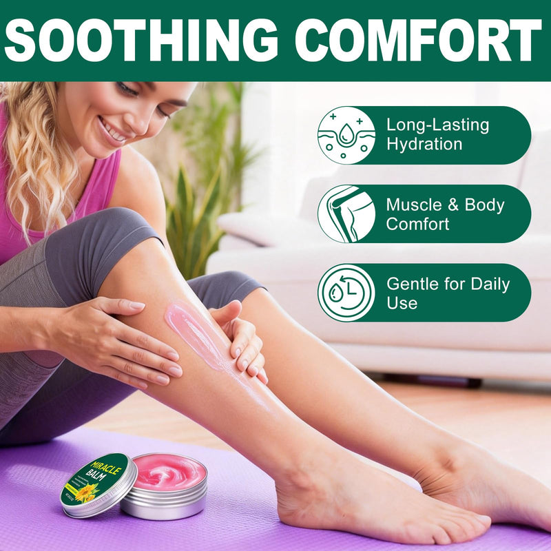2 Pack Miracle Balm for Swollen Legs, Veins Soothing, Relaxing & Comfortable, Botanical Formula with Calendula for Back, Hands, Feet and Body 1 Ounce (Pack of 2)
